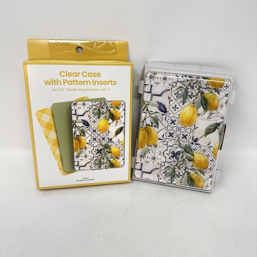 Clear Case w/ 3 Pattern Inserts for 6.8" Kindle Paperwhite 11th Generation -Gems